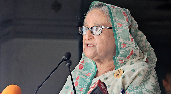 PM visits rampaged BTV Bhaban