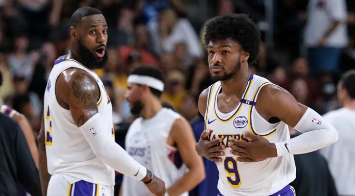 LeBron James and son Bronny make NBA history by playing together