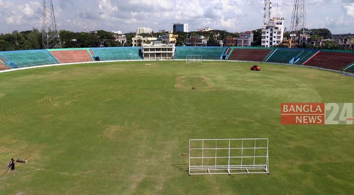বরিশাল স্টেডিয়ামে আন্তর্জাতিক ম্যাচের প্রস্তুতি 