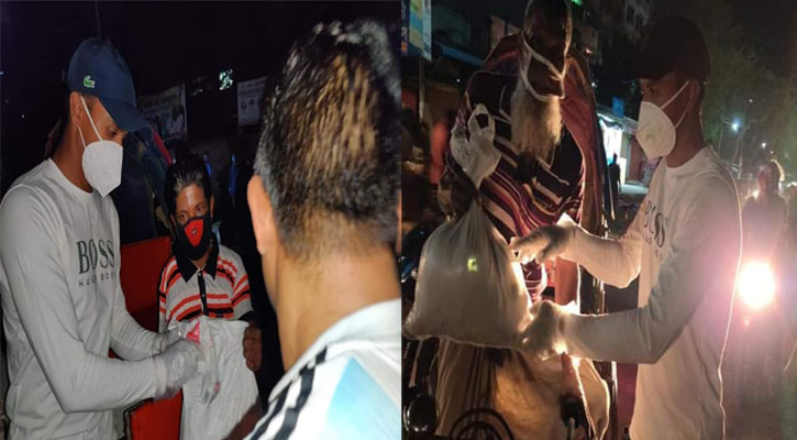 দুস্থদের মাঝে খাদ্যসামগ্রী বিতরণ করলেন রুবেল