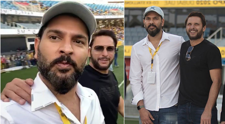 আফ্রিদির পাশে দাঁড়িয়ে ভারতীয়দের সমালোচনার মুখে যুবরাজ