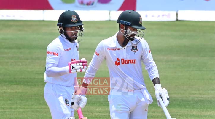 মুশফিকের শতক ও লিডের পর দুই উইকেটের  স্বস্তি