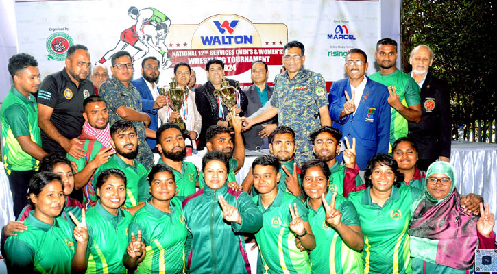 ওয়ালটন সার্ভিসেস কুস্তির উভয় বিভাগে চ্যাম্পিয়ন আনসার বাহিনী