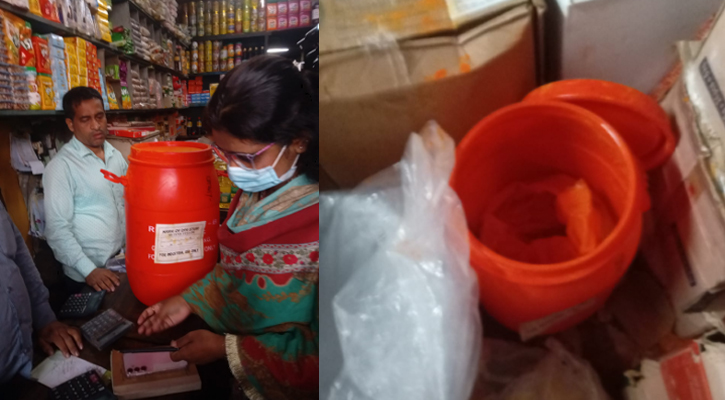 তেল মজুদ ও খাবারের অযোগ্য রং বিক্রি, সোয়া লাখ টাকা জরিমানা