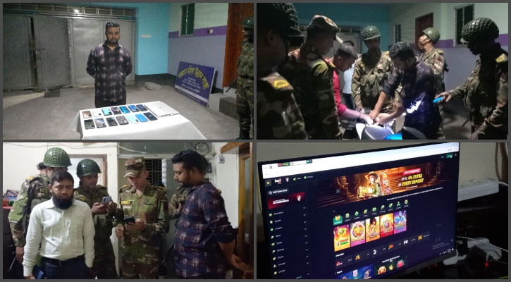 পঞ্চগড়ে সেনাবাহিনীর যৌথ অভিযানে আটক অনলাইন জুয়াকারবারি