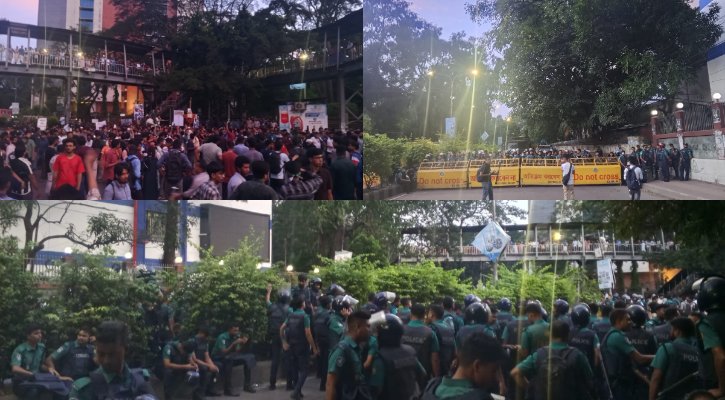 দাবি আদায়ে মৎস্য ভবনের সামনে সড়ক অবরোধ প্রকৌশল শিক্ষার্থীদের