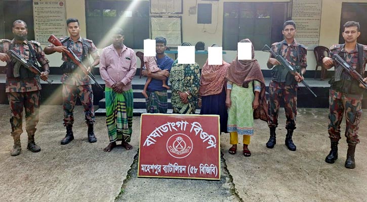 মহেশপুর সীমান্তে নারী-শিশুসহ আটক ৬